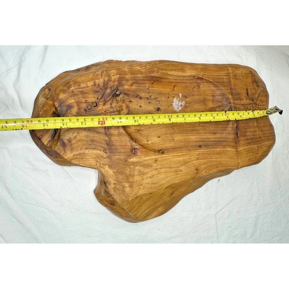 Burl Wood tree Root Bowl Tray Signed COA Free Form Live Edge Lg 10